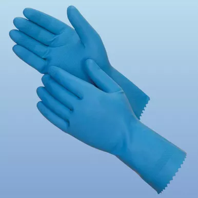 12 in. Blue Unlined Latex Canner Gloves, 18 mil thick