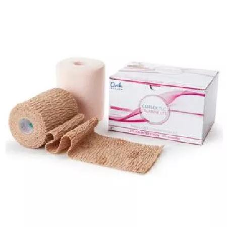 2 Layer Compression Bandage System - CoFlex TLC Calamine with Indicators 4 Inch X 6 Yard / 4 Inch X 7 Yard