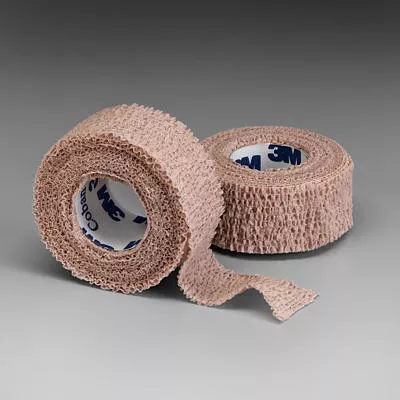 3M 1581 Coban Self-adherent Wrap - 1 inch x 5 yards, Tan, Package of 5 rolls