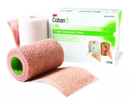 3M 2794N Coban 2 Layer Lite Compression System, Latex-Free - 4 inch x 2.9 yards, Latex-Free, One system