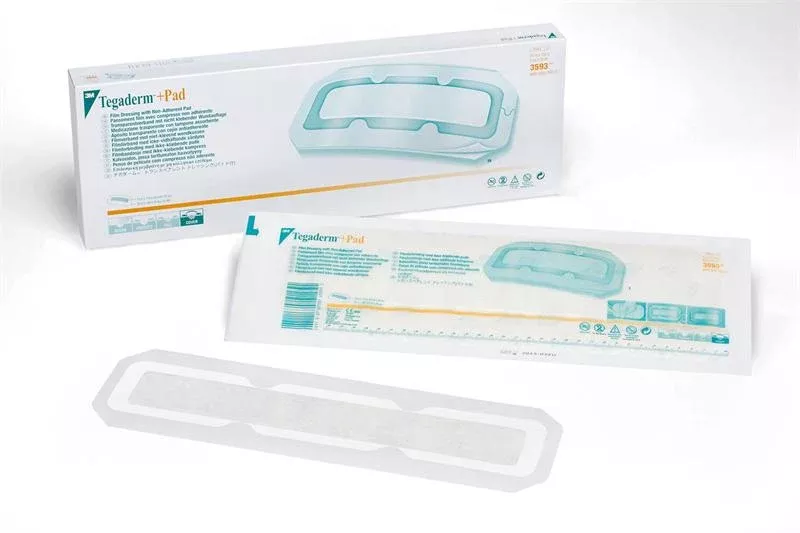 3M 3593 Tegaderm Transparent Dressing with Absorbent Pad - 3(1/2)" x 13(3/4)", Box of 25 dressings
