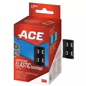 Ace Elastic Bandage With Metal Clips, 3" X 63.6", Black- 1 Each