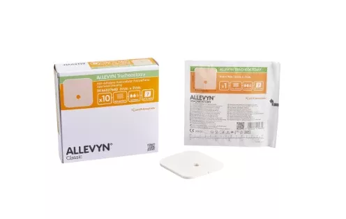 Allevyn Tracheostomy Non-adhesive Apertured Hydrocellular Dressing 3-1/2" X 3-1/2" - Replaces 5466027640- 1 Each