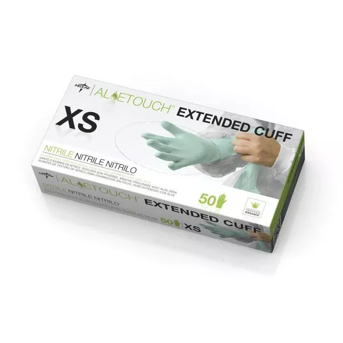 AloeTouch Powder-Free Nitrile Chemo Exam Glove, Extended Cuff, 12"