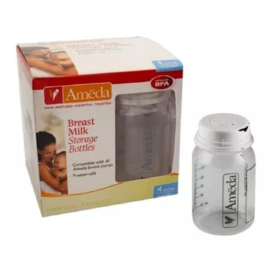 Ameda 17244M - Ameda Breast Milk Storage Bottles without Nipples, 4 oz, 4-Pack