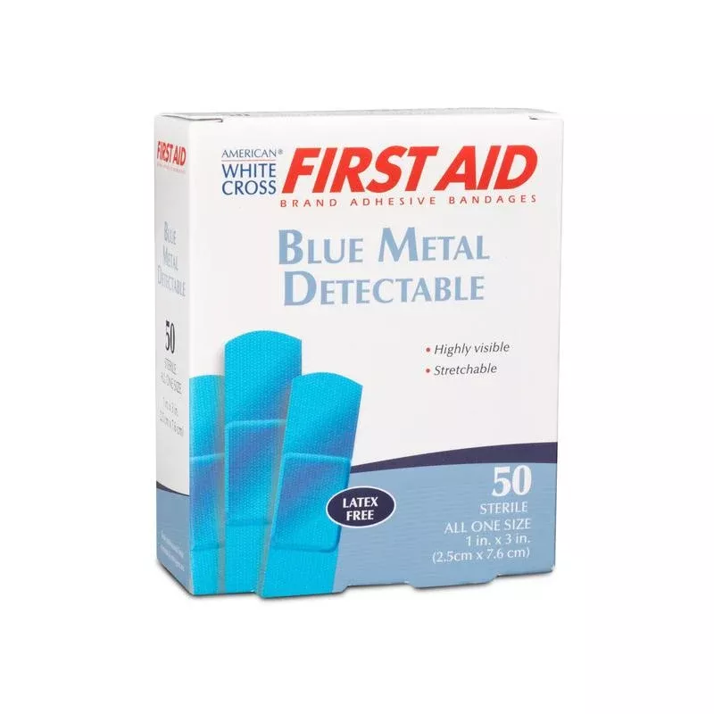 American White Cross Blue Metal Detectable Adhesive Strip