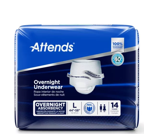Attends Overnight Underwear, Large- Package of 14