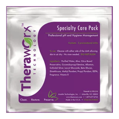 Avadim Technologies SCP-8802 - Rinse-Free Bath Wipe Theraworx Protect Advanced Hygiene Barrier System Individual Packet Cocamidopropyl Betaine Lavender Scent 2 Count