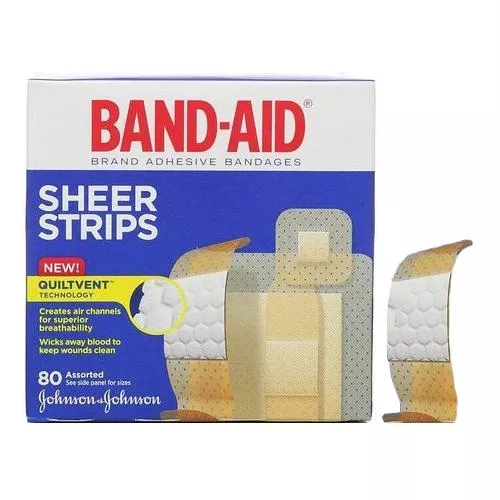 Band-aid Sheer Strip Adhesive Bandage, Assorted 80 Count- Box of 80