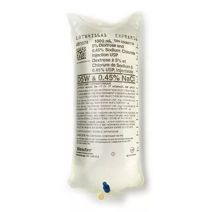 Baxter Dextrose 5% and Sodium Chloride 0.45% Injection Solution USP