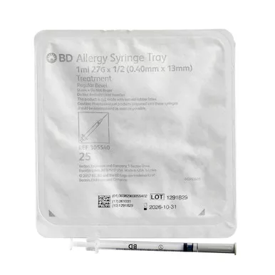 BD 305540 - Allergist Tray with PrecisionGlide Needle 27G x 1/2", 1 mL (1000 count)