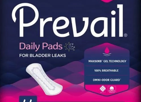 Bladder Control Pad Prevail 8.35 Inch Length Light Absorbency Polymer Core One