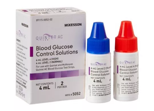 Blood Glucose Control Solution McKesson Quintet AC 2 X 4 mL Level 1 & 2