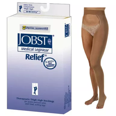BSN 114784 - Relief Chap Style Compression Stockings, 30-40, Small, Open, Left Leg, Beige