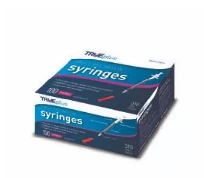 BX/100 - Trueplus Single-Use Insulin Syringe, 31G x 5/16", .5 mL (100 Count)Manufacturer #: S4H01B31100