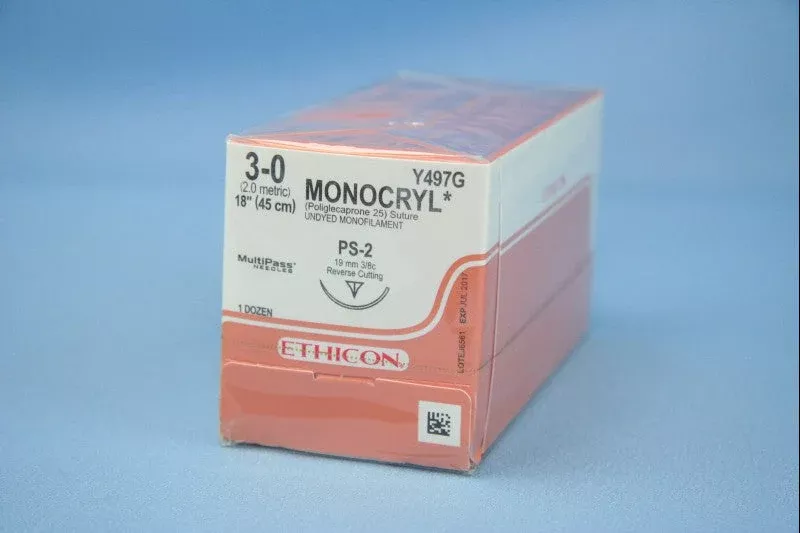 Bx/12 Suture Monocryl Undyed 18 In Sz 3-0 45Cm Ps-2 Needle
