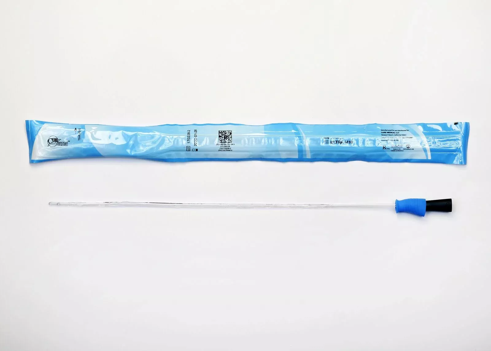 Bx/30 Cure Intermittent Male Cath 16" Pre-Lubricated Straight Tip 10Fr