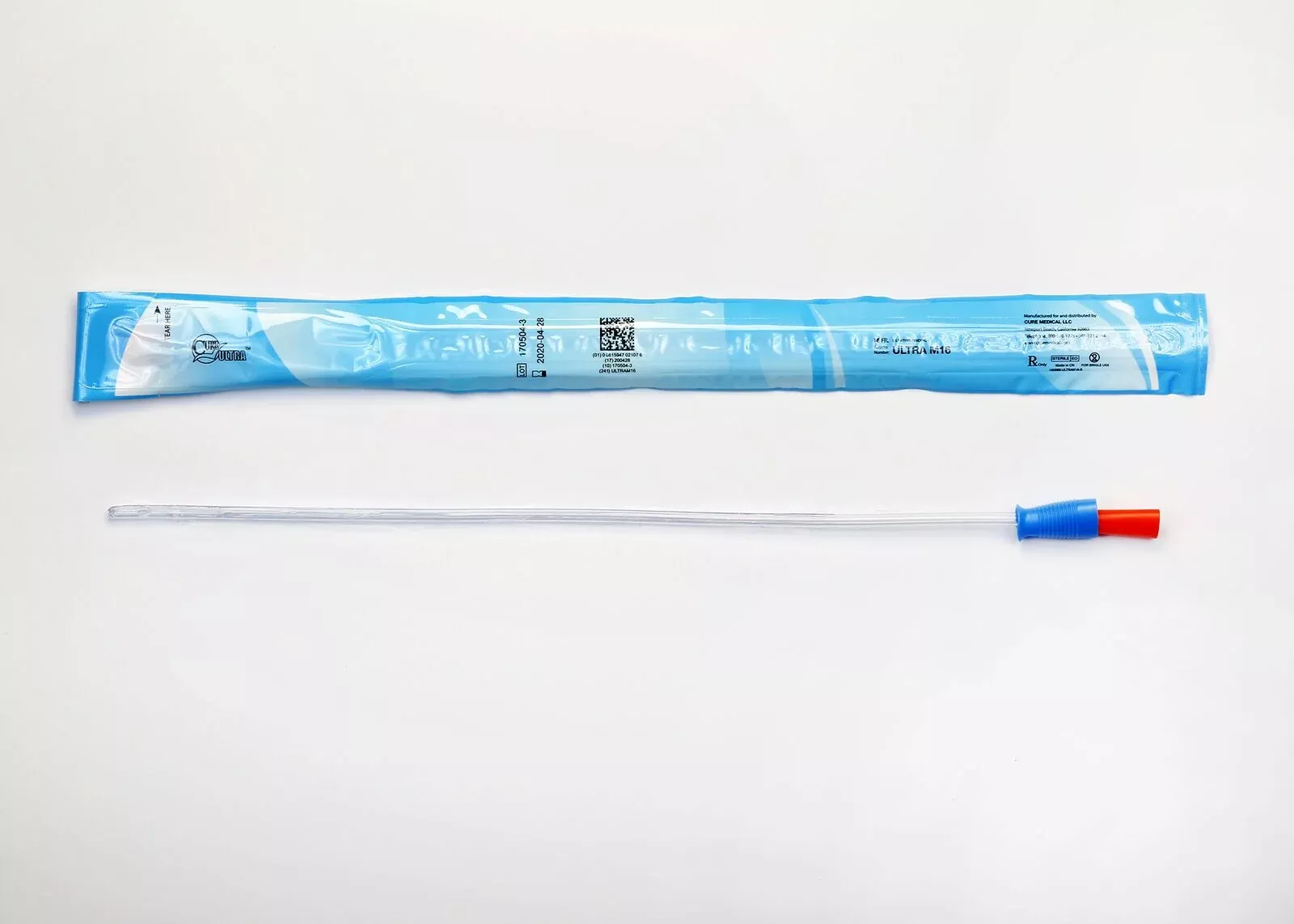 Bx/30 Cure Intermittent Male Cath 16" Pre-Lubricated Straight Tip 16Fr