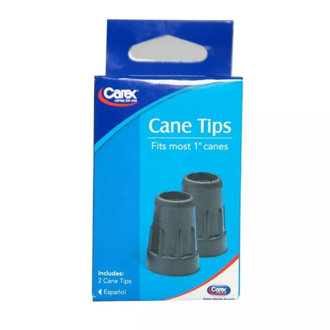 Carex Black Cane Tips - Fits 1" Cane Diameters