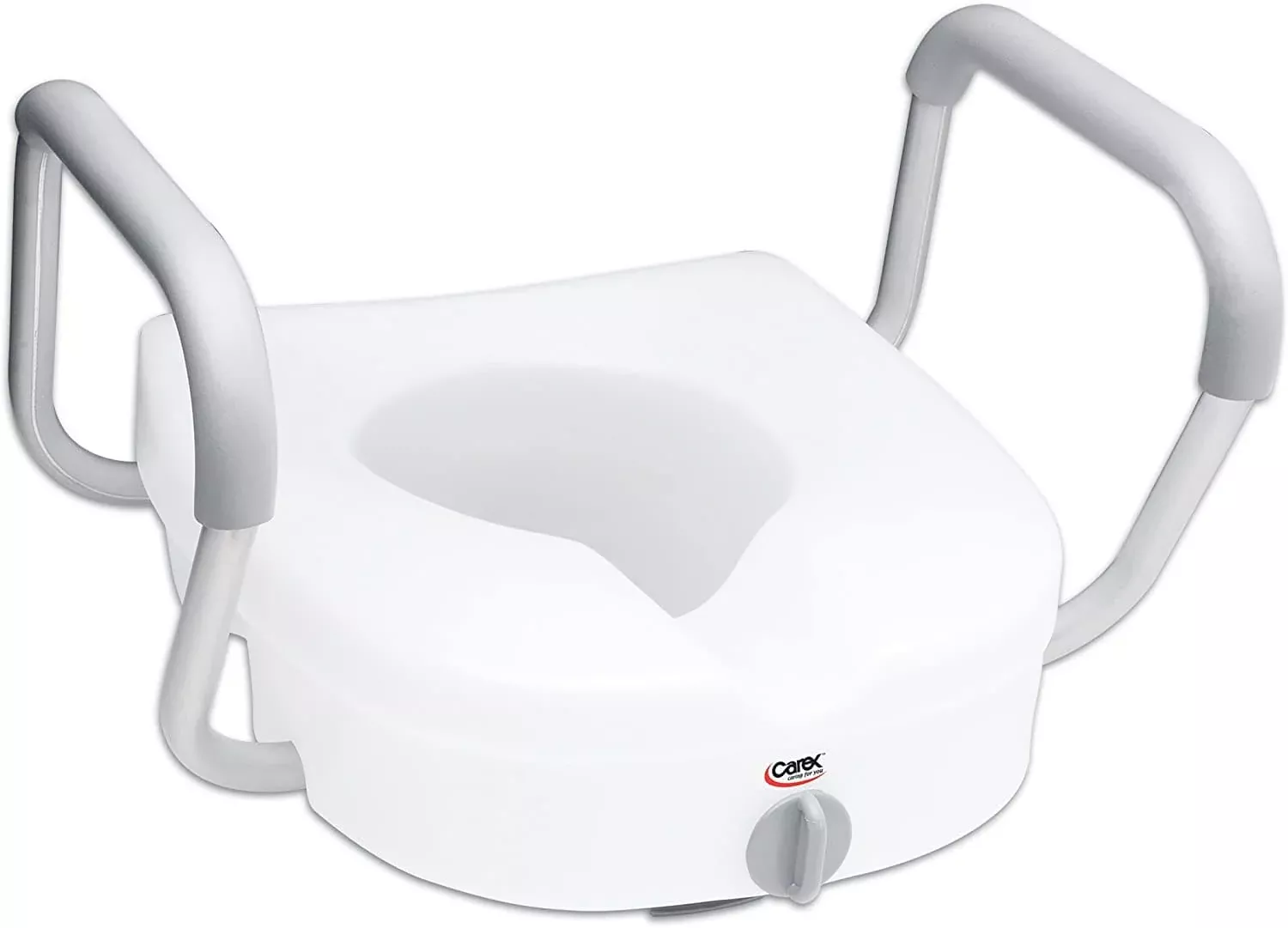 Carex E-Z Lock Raised Toilet Seat with Armrests - 5 Inch Riser