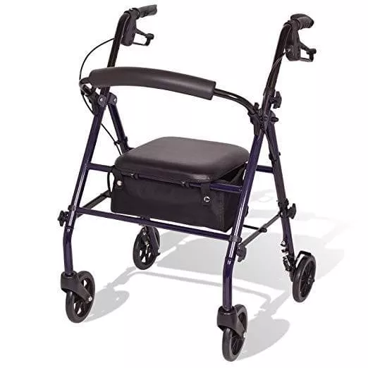 Carex Steel Rollator Rolling Walker with Seat and Back Support