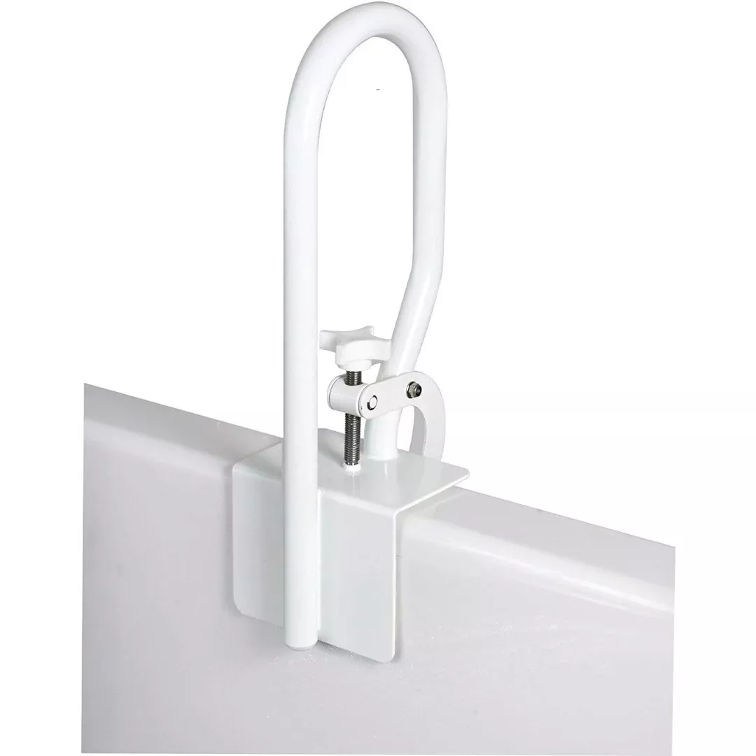 Carex White Clamp-On Bathtub Fall Prevention Safety Rail