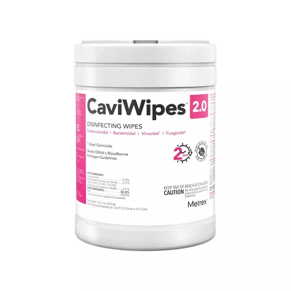 CaviWipes - 2.0 Surface Disinfectant Premoistened Manual Pull Wipe 160 Count Canister Alcohol Scent NonSterile