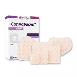 Convafoam Border Adhesive Silicone Hydrofiber Foam Dressing, Large, Sacral, 9.4" X 8.4" Dressing, 6.5" X 5.4" Pad- 1 Each