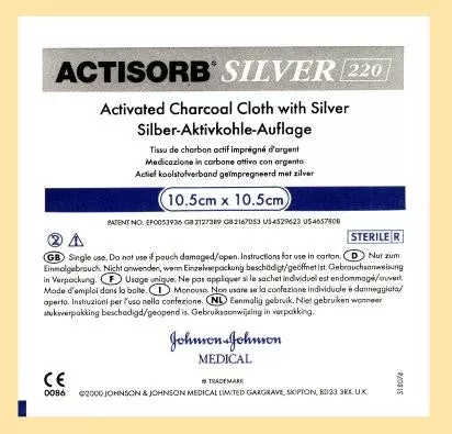 (Cs/5) Bx/10 Actisorbâ Silver 220 Activated Charcoal Dressing With Silver 19Cm X 10.5Cm