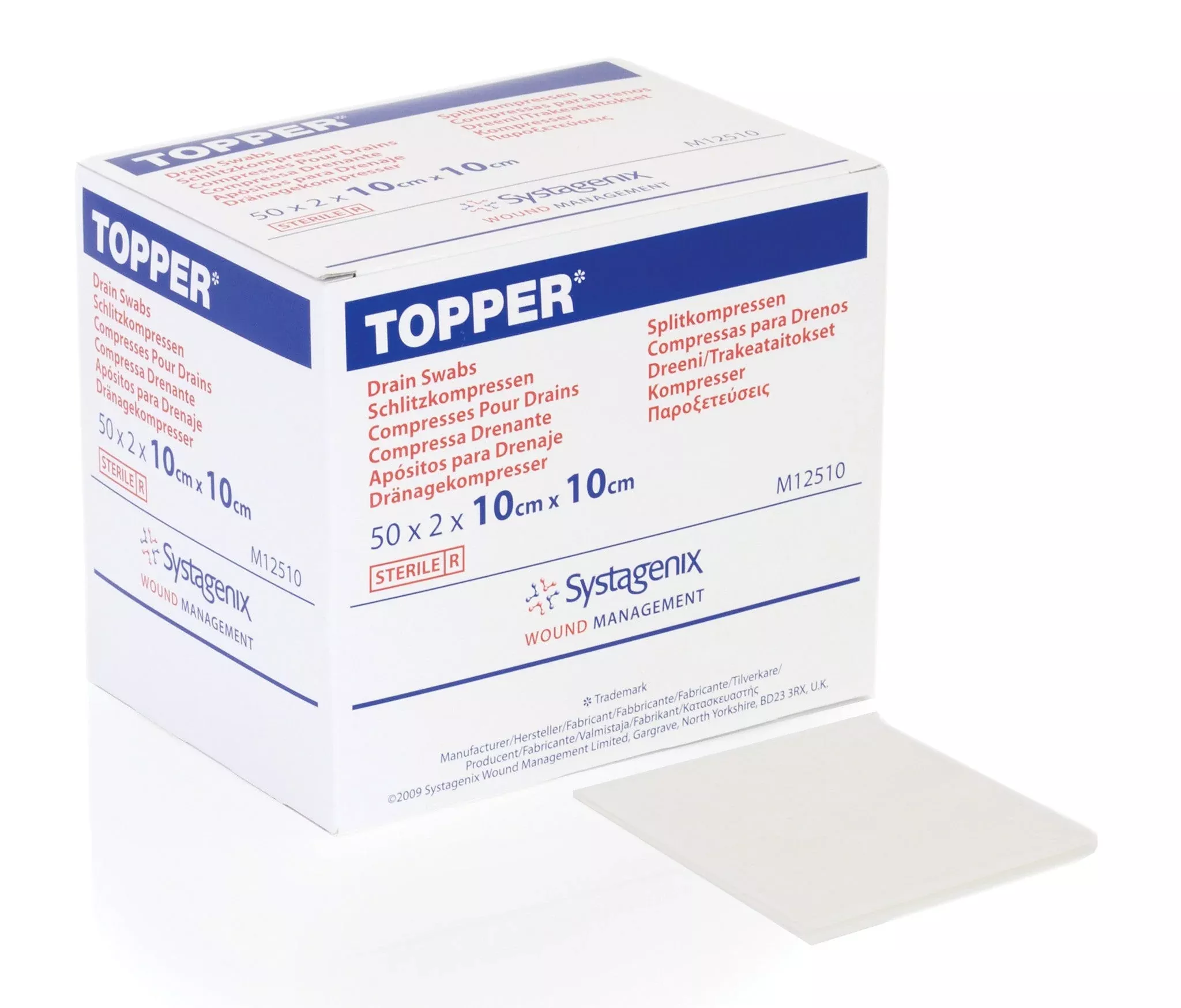 (Cs16) Bx/100 Topperâ DrainSwabs 10Cm X 10Cm