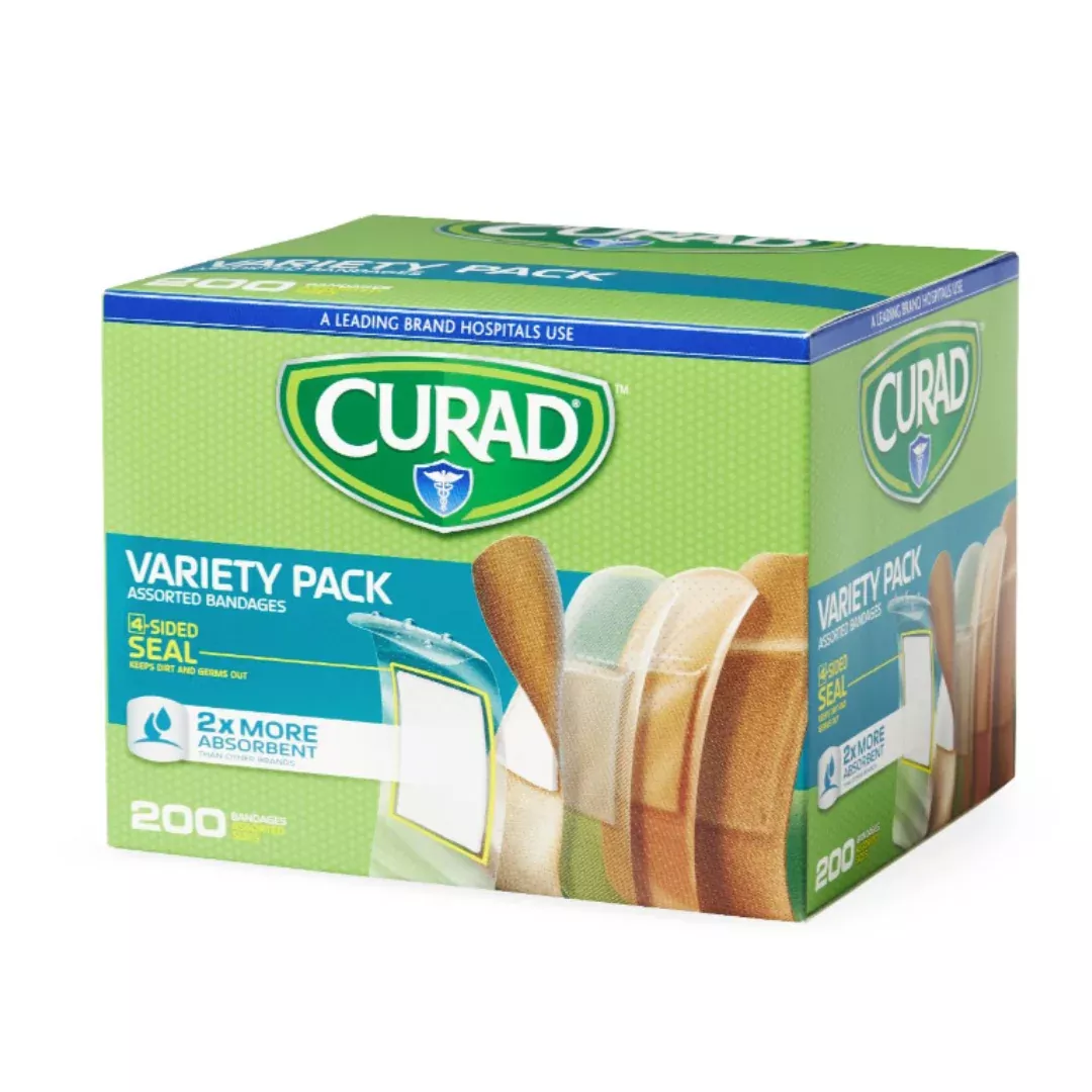 CURAD Variety Pack Assorted Bandages - 4-Sided Seal Protection