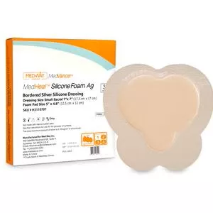 Curavance Bordered Silver Silicone Foam Sacral 7" X 7" Dressing, 5" X 5" Pad- 1 Each