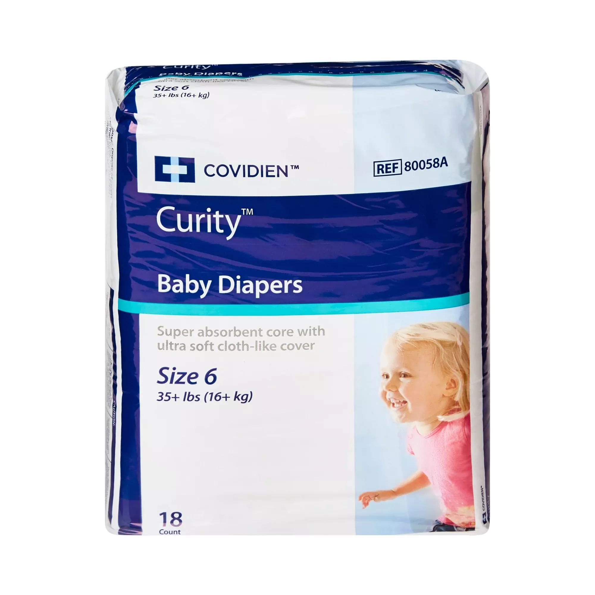Curity Baby Diapers Size 6, 2x-large Over 35 Lbs.- Package of 18