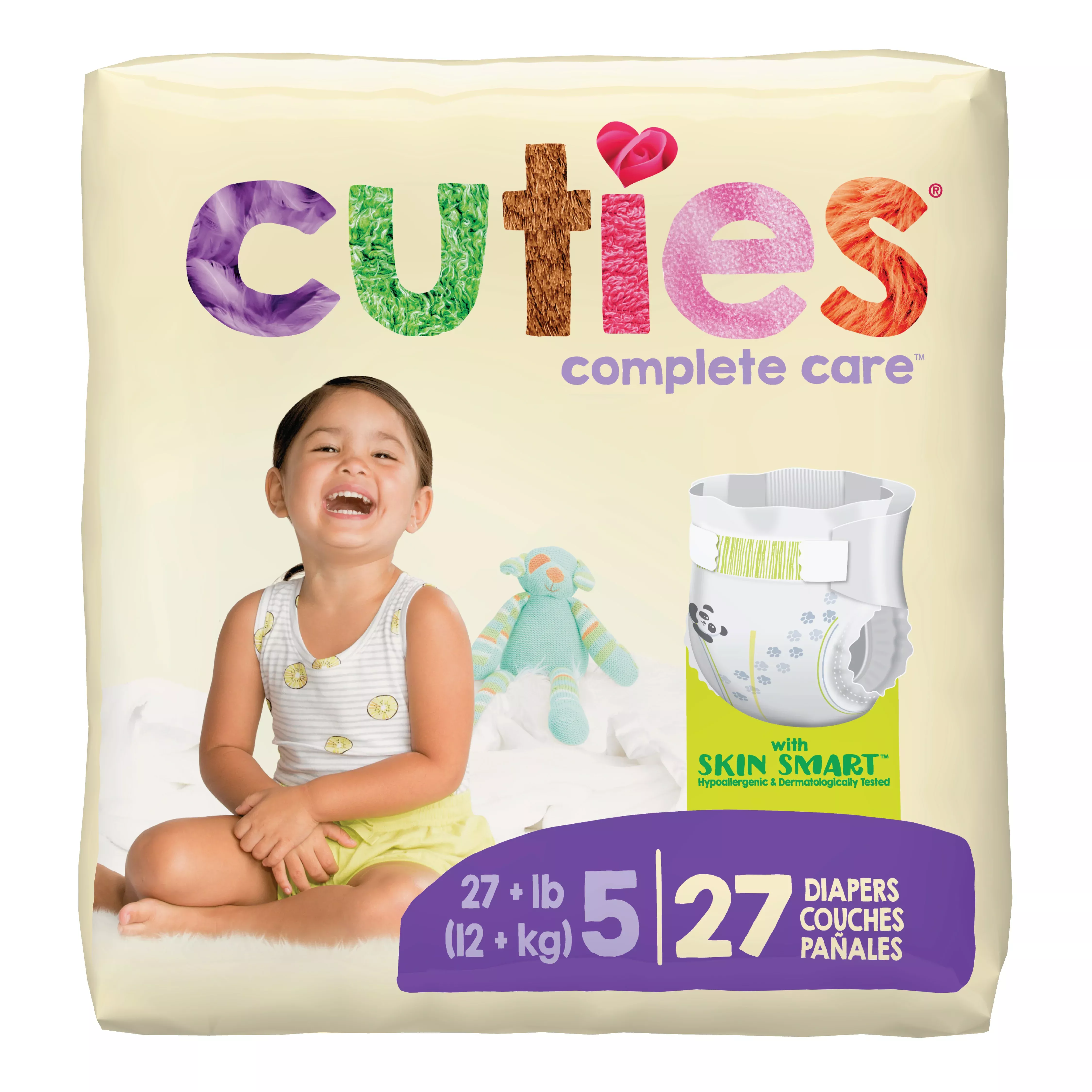 Cuties Complete Care Baby Diapers, Size 5- Package of 27