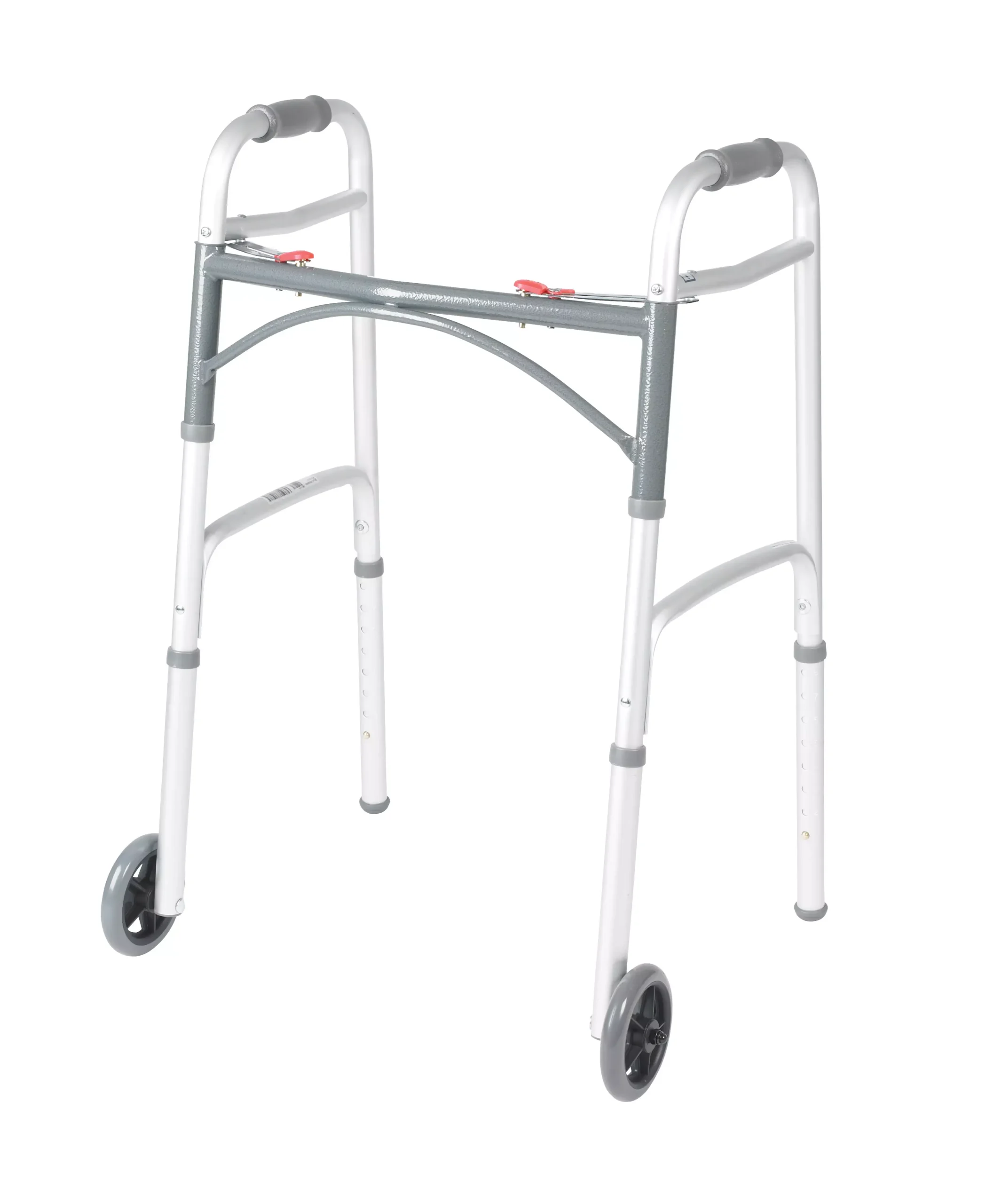 Deluxe 2-Button Folding Walker with Wheels