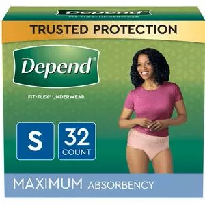Depend Fit-flex Incontinence Underwear For Women, Maximum Absorbency, Small, Blush, 32 Count, Replaces Item 6947920.- Pack(age) of 32