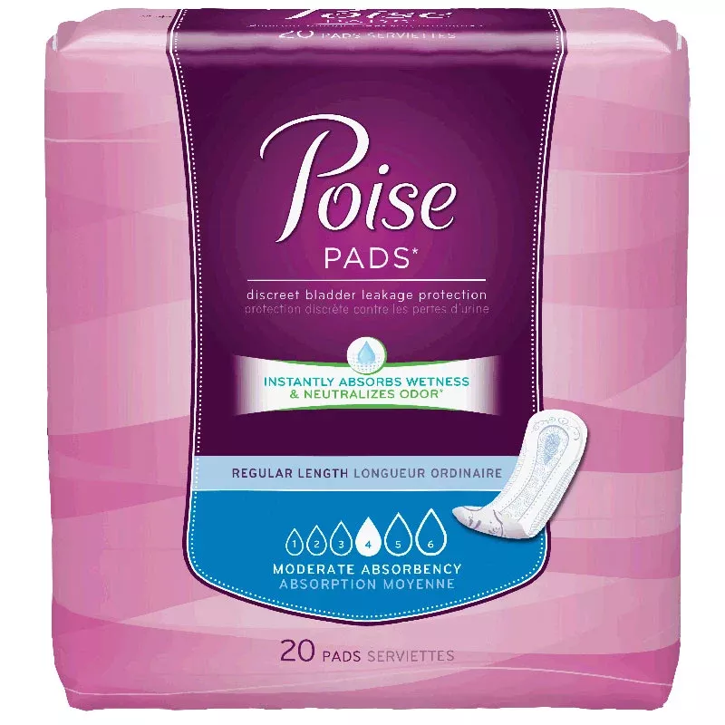 Depend Poise Moderate Pads Regular Length 10.1"- Pack(age) of 20