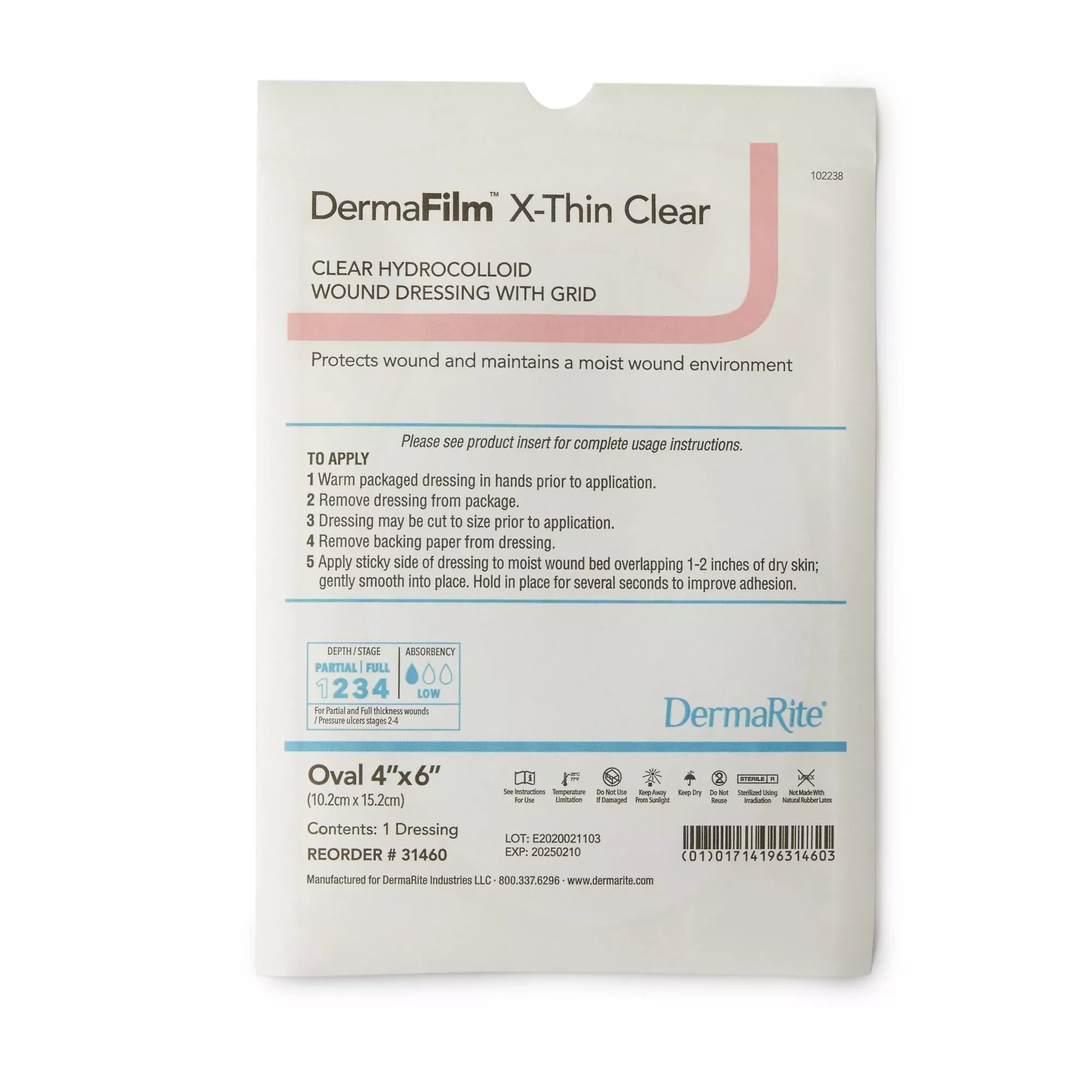 DermaFilm X-Thin Clear Hydrocolloid Wound Dressing with Grid