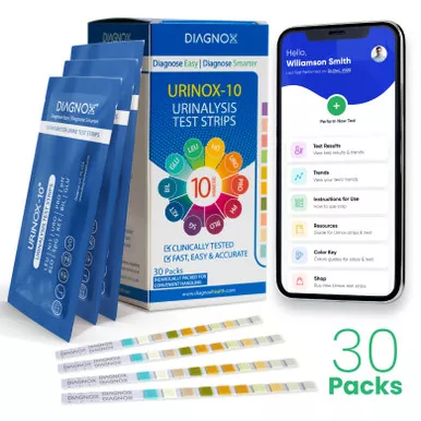 Diagnox URINOX10-30 - Diagnox 10-Parameter Urine Reagent Strips, 30 ct