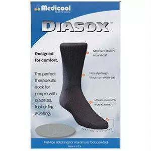 Diasox Seam-free Sock, X-large, Black- 1 Each