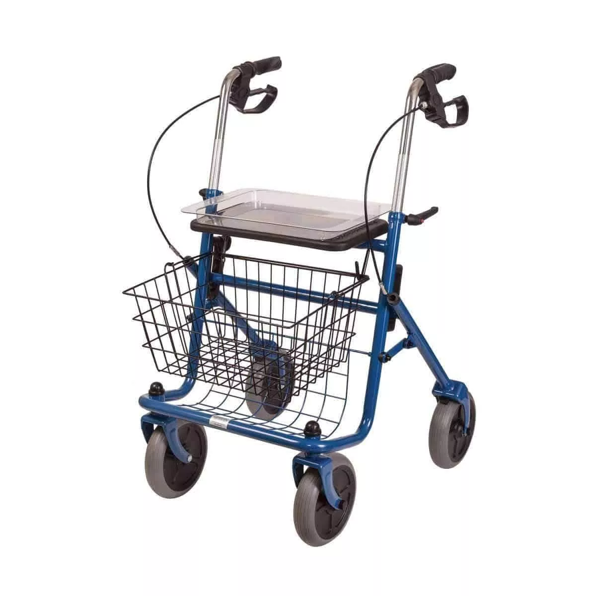 DMI Classic Folding Steel Rollator with Padded Seat, Removable Basket and Storage Tray