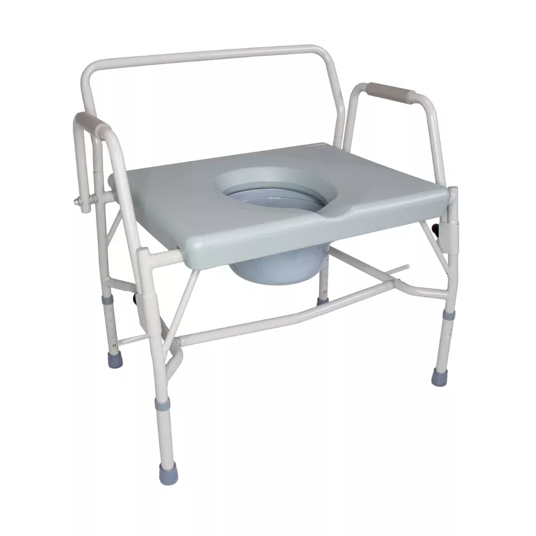 DMI Drop Arm Portable Bariatric Toilet Commode w/ Extra-Wide Seat