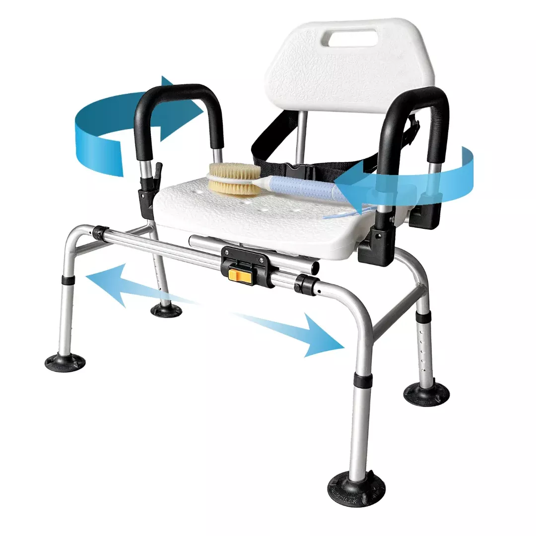 DMI Rotating Sliding Tub Transfer Bench - Adjustable with Extra Wide Seat