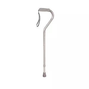 Drive Medical 10303-6 - Walking Cane with Offset Handle with Foam Rubber Grip, Silver