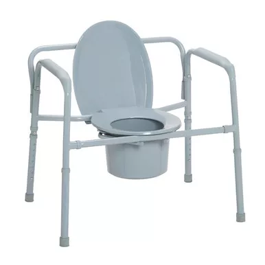 Drive Medical 11117N-1 - Bariatric Folding Commode, 650 lb. Capacity, Grey