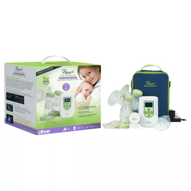Drive Medical RTLBP2000 - Pure Expressions Double Electric Plus Breast Pump with Designer Carry Bag