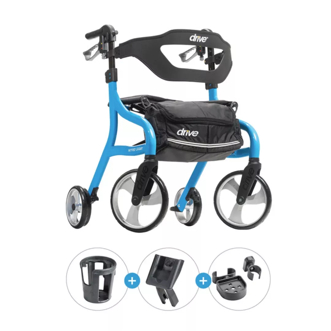 Drive Nitro Sprint Rollator with Accessory Bundle