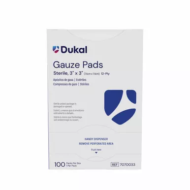 Dukal Sterile Gauze Pads – 3 X 3 in, 12 – Ply, Highly Absorbent, 100 Packs/box – brand_name Dukal