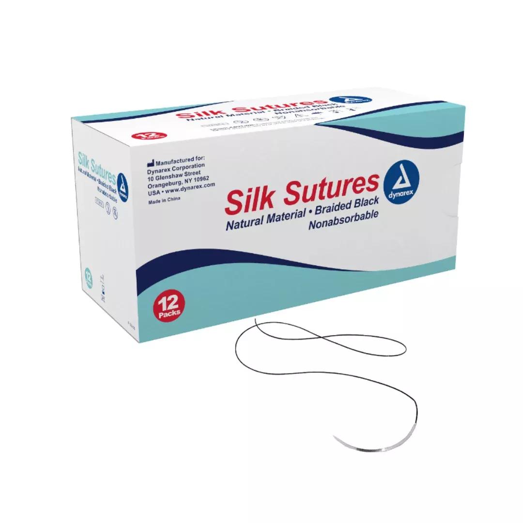 Dynarex Braided Black Silk Sutures - Non Absorbable