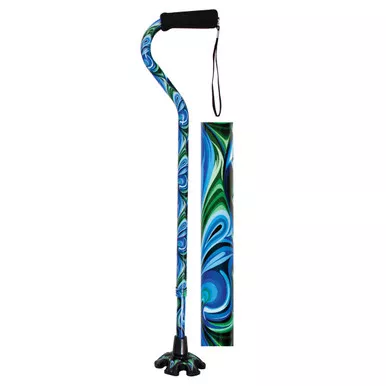 Essential Medical W1343S - Couture Offset Cane with Matching Tip, Swirl